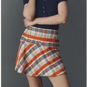 Maeve button front tweed mini skirt